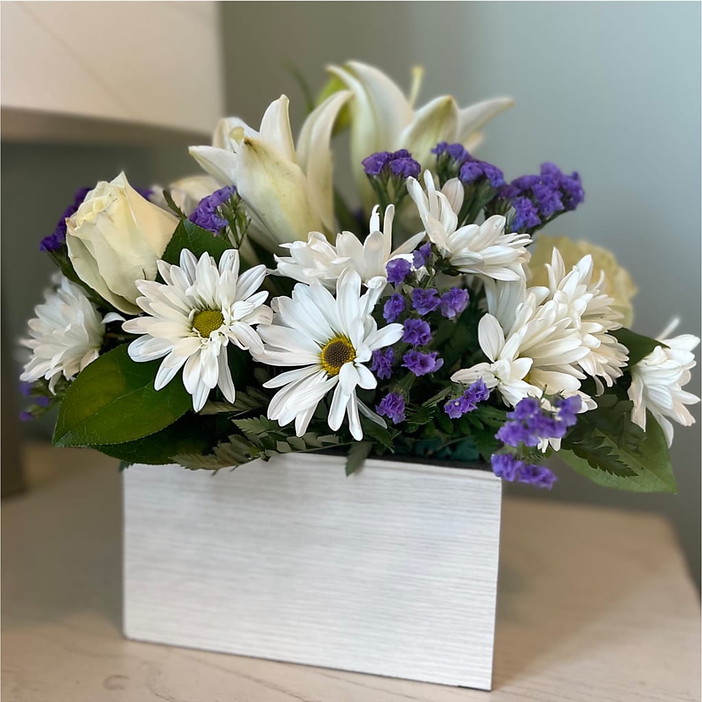 Beyond Blue Box Bouquet – Joannies Floral Of Birch Run, Birch Run MI