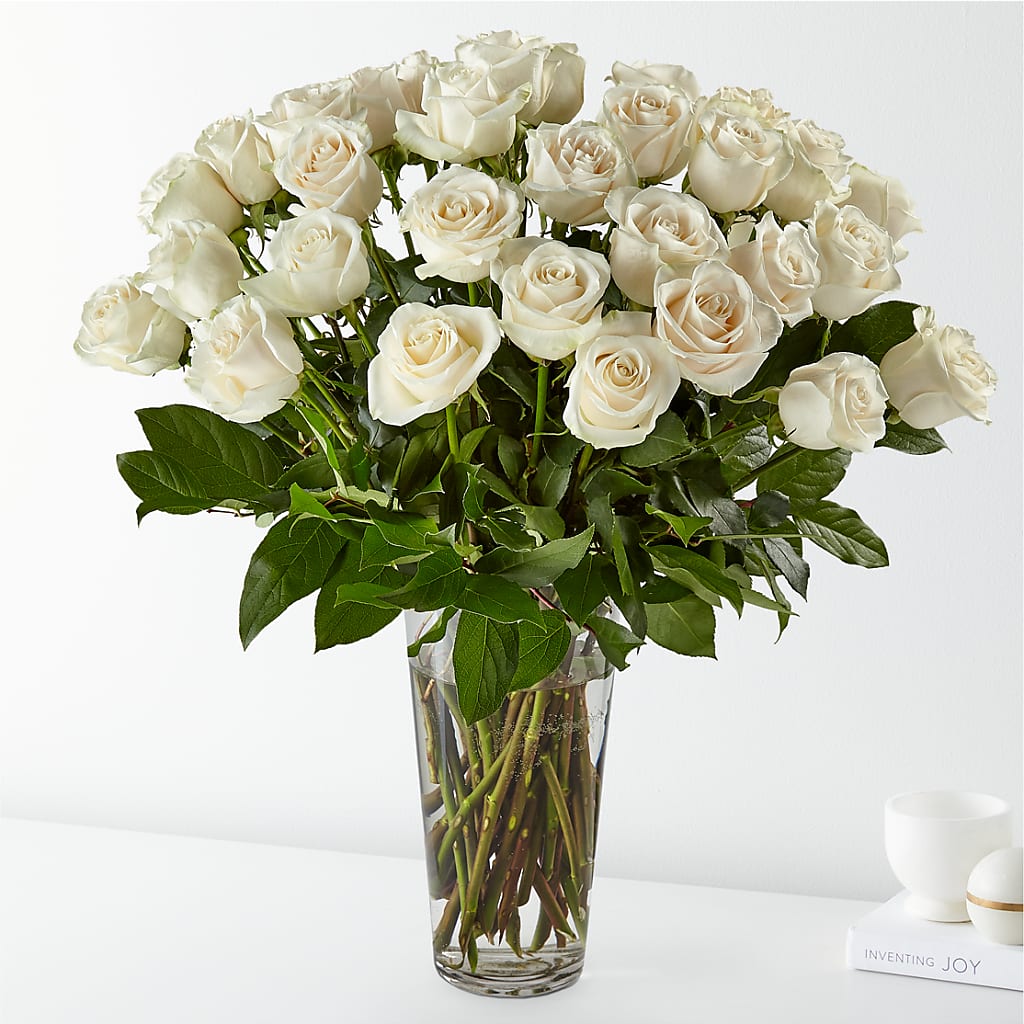 Long Stem White Rose Bouquet – Joannies Floral Of Birch Run, Birch Run MI
