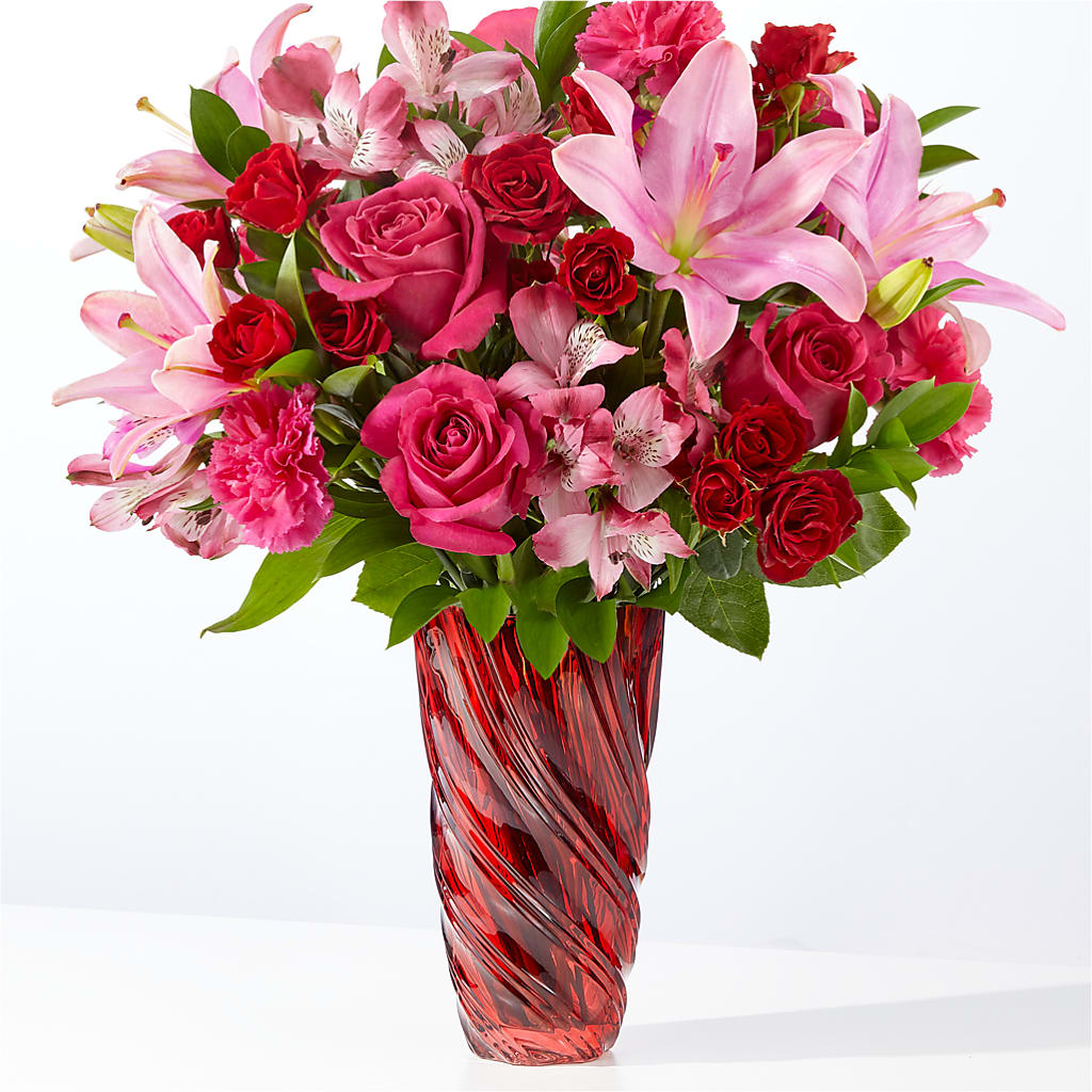 In Love Bouquet with Luxe Swirl Vase – Joannies Floral Of Birch Run, Birch Run MI