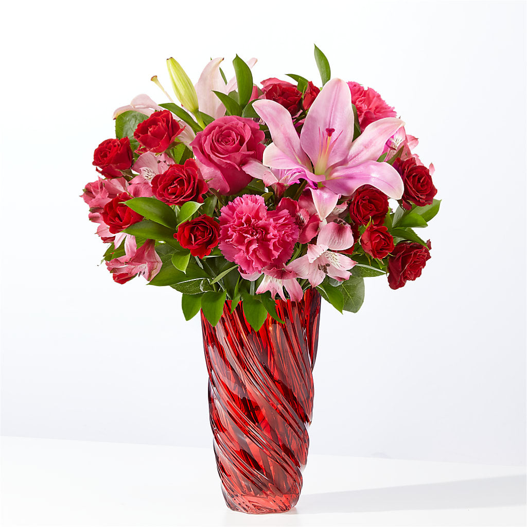 In Love Bouquet with Luxe Swirl Vase – Joannies Floral Of Birch Run, Birch Run MI