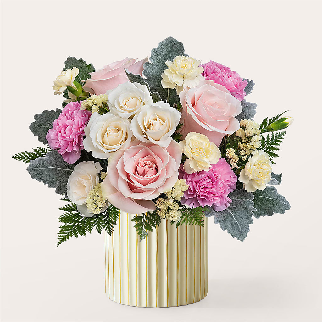Blissful Moments Bouquet with Ivory Vase – Joannies Floral Of Birch Run, Birch Run MI