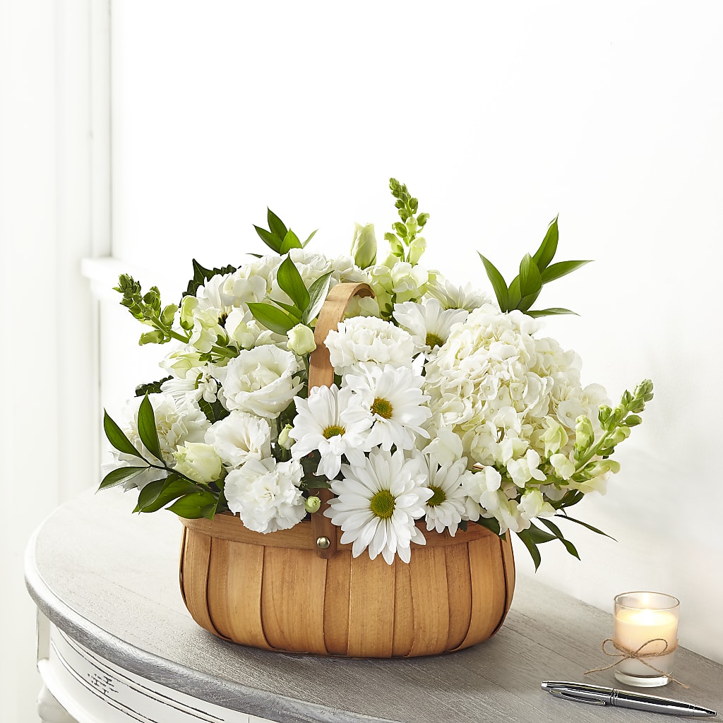 Pure Ivory Basket – Joannies Floral Of Birch Run, Birch Run MI