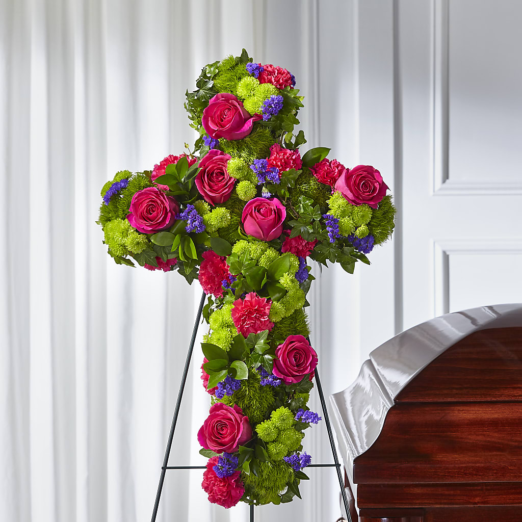 Tribute Rose Floral Cross – Joannies Floral Of Birch Run, Birch Run MI