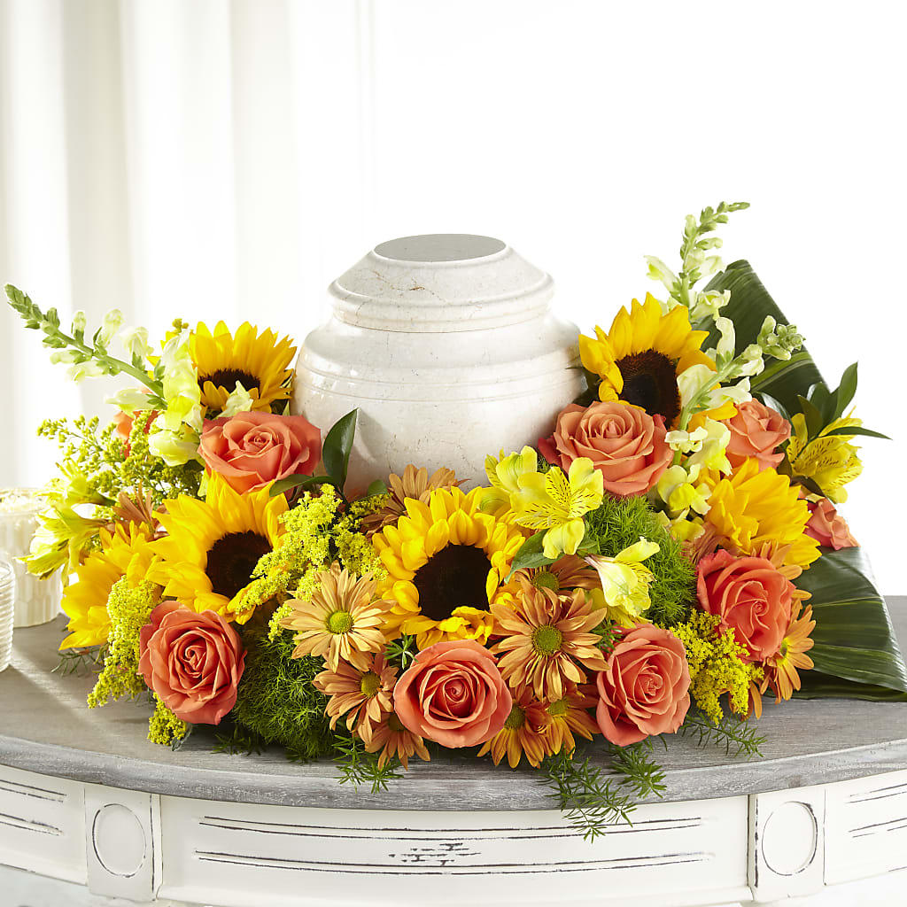 Faithful Sunflower Cremation Adornment – Joannies Floral Of Birch Run, Birch Run MI