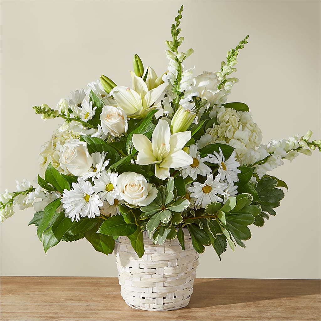 Ivory Elegance Floral Basket – Joannies Floral Of Birch Run, Birch Run MI