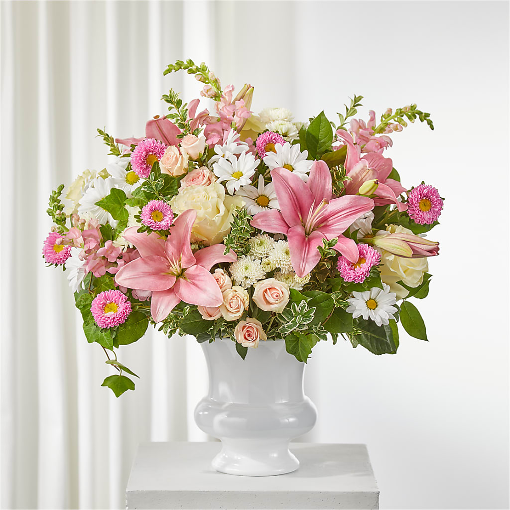 Empathetic Blooms Urn Arrangement – Joannies Floral Of Birch Run, Birch Run MI