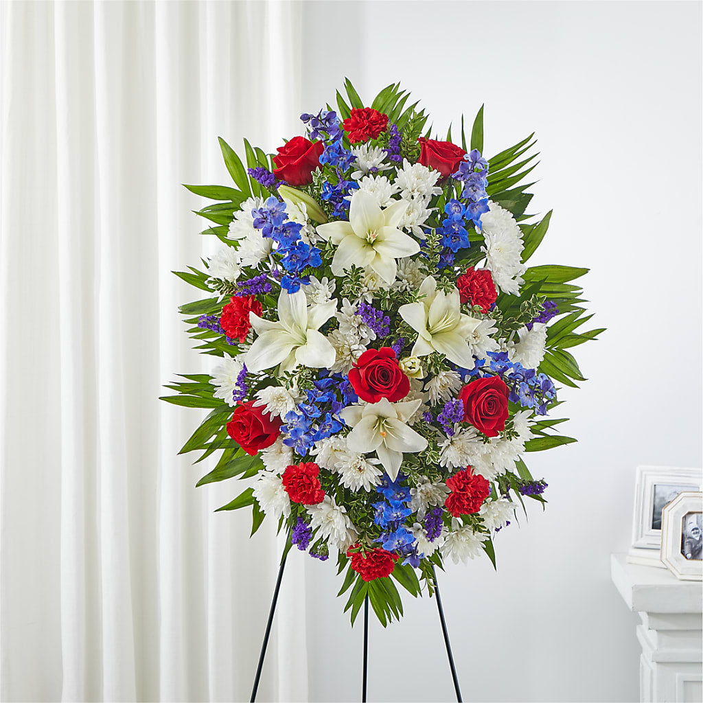 Cherished Service Standing Spray – Joannies Floral Of Birch Run, Birch Run MI