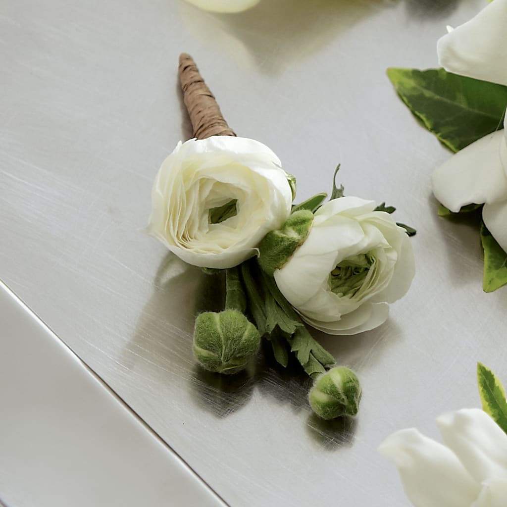 White Ranunculus Boutonniere – Joannies Floral Of Birch Run, Birch Run MI