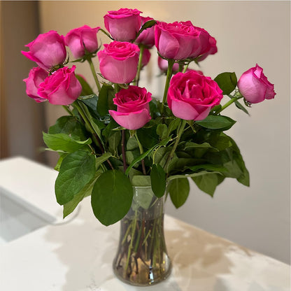 Long Stem Pink Rose Bouquet –  Joannies Floral Of Birch Run, Birch Run MI