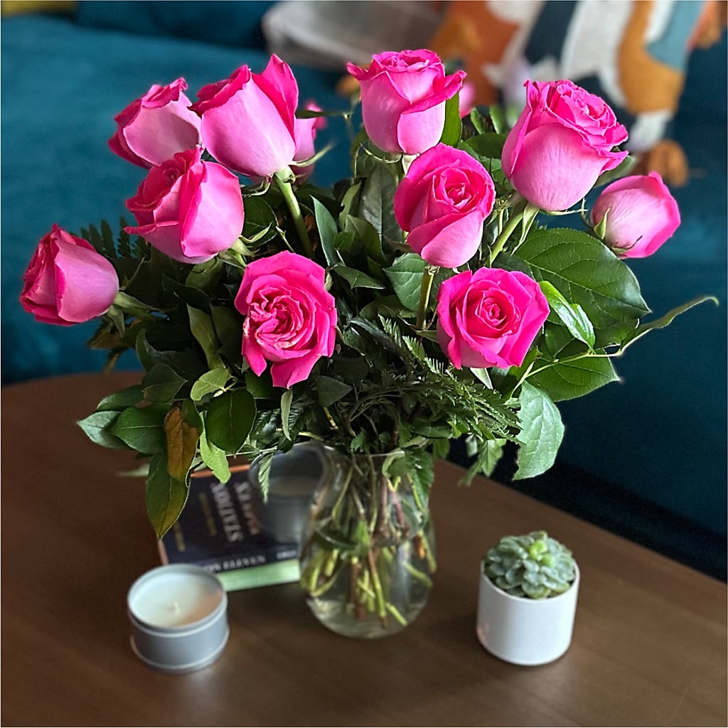 Long Stem Pink Rose Bouquet –  Joannies Floral Of Birch Run, Birch Run MI