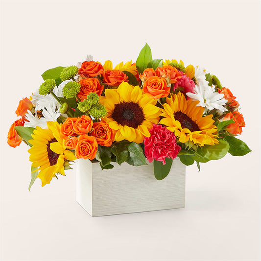 Sun-drenched Blooms Box Bouquet –  Joannies Floral Of Birch Run, Birch Run MI