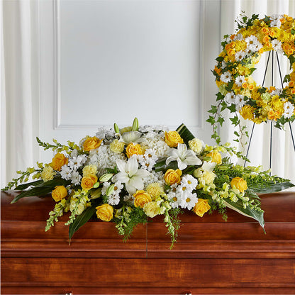 Golden Harmony Casket Spray –  Joannies Floral Of Birch Run, Birch Run MI