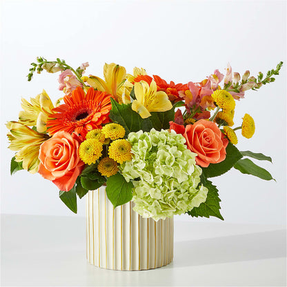 Autumn Sunshine Bouquet with Ivory Vase –  Joannies Floral Of Birch Run, Birch Run MI