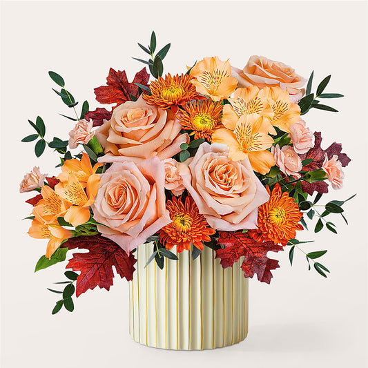 Spiced Latte Bouquet with Ivory Vase –  Joannies Floral Of Birch Run, Birch Run MI